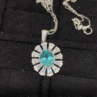 18K Gold Cultured Paraiba Sunflower Daisy Earrings Set-3-carat Yttrium aluminum garnet pendant necklace  S925 sterling silver plated with gold