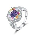 wholesale S925 Sterling Silver 5ct Round Moissanite Ring, Elegant and Sophisticated High-End Wedding Ring-0-9