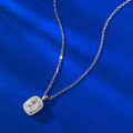 wholesale S925 Silver 2ct Cushion Cut Necklace, Daily Light Luxury Style, Simulated Diamond Pendant, Dropshipping-0-2