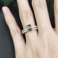 wholesale 925 Sterling Silver Plated 18K Gold Natural Moss Agate Stacking Ring Set Gemstone Ring-0-1