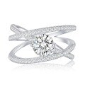 wholesale S925 Silver 1-Carat Classic Light Luxury European-American Style Cross Hollow-Out Ring for Women, New from Zhuozhifan Jewelry-0-4