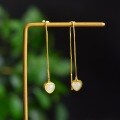 wholesale 925 Silver Gold-Plated Inlaid Hetian Jade Heart-Shaped Jade Earrings Cheongsam Hanfu Ear Accessories Wholesale-0-1
