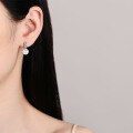 wholesale 925 Sterling Silver New Style Natural Freshwater Pearl Earrings for Women with Micro-Inlaid Moissanite Studs, High-End Textured Ear Drops Wholesale-0-3