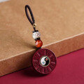 wholesale Metal material, genuine cinnabar Bagua pendant purple gold sand keychain for women's peace necklace, men's pendant for birth year, rotatable-0-2