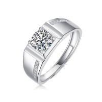 S925 Silver Moissanite Six-Claw Light Luxury Adjustable Ring-R12865 Aria 1 carat