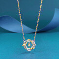 wholesale S925 silver two-tone coiling serpent compass vintage style birth year color-block design necklace-0-0