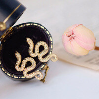 wholesale S925 Sterling Silver Overall Red Elk Spirit Snake Light Luxury Versatile Daily Women's Earrings Small and Fresh Everyday Commute Ear Accessories-BE0213-Gold