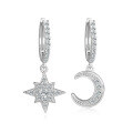 S925 Silver Star-shaped Hoop Earrings with Moissanite, Long and Trendy-0-3