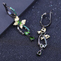 wholesale S925 Silver Secret Garden Designer Butterfly Earrings, Natural Style with Genuine Gemstone Diopside Ear Drops-0-1