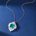wholesale S925 Sterling Silver Pendant Full Diamond Emerald Heavy Work Inlaid Women's Cross-Border Emerald Necklace Wholesale-0-3