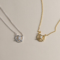 wholesale S925 Sterling Silver Korean-style Sweet Cross Line Diamond Inlaid Hollow Heart Pendant Necklace Y01129-Gold & 925 silver earrings