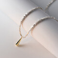 wholesale S925 Sterling Silver Gold and Silver Two-Tone Waterdrop Crushed Silver Necklace, Y00722, Small and Exquisite, High-End, Elegant, Retro Necklace-0-2