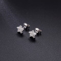 wholesale S925 Sterling Silver Early Spring Exquisite Small Gemstone Earrings with Natural Pink-White Topaz in a Five-Pointed Star Shape-0-2