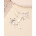 wholesale 925 Sterling Silver Two-Way Wear Bow Pearl Earrings for Women, Summer Ins Style High-End Elegant Stud Earrings-0-3