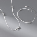 wholesale S925 Sterling Silver Sweet and Fresh Hollow Bow Snake Chain Necklace Design Women's Necklace Y01308-0-0