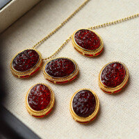 wholesale S925 silver retro-style two-tone watch/bracelet set inlaid with natural blood amber, featuring Mahakala, an explosive live-streaming product-Natural blood amber watch strap dual-use 925 silver