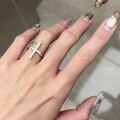 wholesale S925 sterling silver full diamond cross ring, edgy sweet and cool style, ins minimalist irregular streamline index finger ring for stacking-0-4