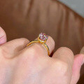 wholesale S925 Gold-Plated Sterling Silver with High-Carbon Diamond 7*10mm Oval Morganite Pink Pigeon Egg Versatile Ring for Distribution-0-3