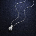 925 Silver 1 Carat Moissanite Princess Crown Pendant Necklace-0-0