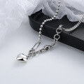 wholesale S925 Sterling Silver Spliced 3D Heart Necklace, Ins Trendy Stylish and Versatile Choker-0-3