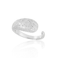 wholesale S925 Sterling Silver 887 Asymmetric Frosted Ring for Women, High-End Sense, Small Batch, Personalized, Light Luxury, Crystal Flash Design Silver Band Ring-Silver [No. 16/Adjustable] Opening adjustable