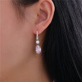 wholesale 925 Sterling Silver 3ct Egg Shape Round Pointed Bottom 8*12 LongIns Women's Earrings Fashion Versatile-0-3