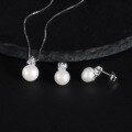 wholesale S925 Sterling Silver New Natural Freshwater Pearl Jewelry Set, Fashionable Light Luxury Pearl Necklace and Earrings Two-Piece Set-0-0