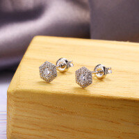 wholesale Sterling Silver Minimalist Japanese-style Luxury Versatile Small Moissanite Geometric Stud Earrings for Women, Hypoallergenic, Gift for Girlfriend-Simple Geometric Small Earrings 925 Silver