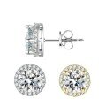 wholesale S925 Sterling Silver Cross-Border Live Streaming Four-Prong Moissanite Moissanite Diamond Stud Earrings Customizable from Images-0-3