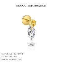 wholesale S925 Sterling Silver Cross-border Zircon Four-leaf Clover Butterfly Heart Tassel Earrings, Wholesale-E4728-Gold/Pair 925 Silver