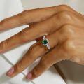 wholesale S925 Sterling Silver New Cultured Emerald Ring for Women, High-End European and American Style, Unique and Elegant, Wholesale-0-1
