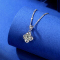 wholesale S925 Silver Four-Leaf Clover Moissanite Zirconia Minimalist Pendant Necklace-0-1