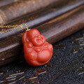 wholesale 18K gold certified pendant with red agate laughing Buddha, jade Buddha, Maitreya pendant for women-0-1