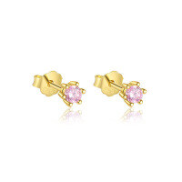 wholesale S925 Sterling Silver Wholesale Cross-border Light Luxury Sweet Design Zircon Earrings With Micro-set Color Zircons And Heart Shape-E4836-Gold/Pair of Pink Zirconium &gt;925 Silver