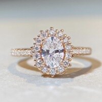 wholesale 18K rose gold plated S925 sterling silver 1-carat D-color moissanite fancy cut small moissanite pigeon egg ring-MS029-1 carat 7