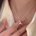 wholesale S925 Sterling Silver Minimalist Whale Tail Necklace for Women, Korean, Little Red Book Viral-0-4