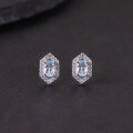 wholesale S925 Sterling Silver Minimalist Hexagonal Crystal Earrings with Natural Topaz and Peridot Gemstone Ear Studs-0-4
