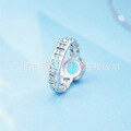 wholesale Original new 925 silver ring with inlaid colored zirconia chain, simple and personalized name, holiday gift-0-3