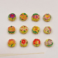 wholesale S925 silver gold-plated enamel zodiac flower hole beads accessories DIY Chinese-style floral piercing spacer jewelry-August Osmanthus