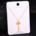 Sterling Silver Gilded Diamond-Cross Pikaxiou Pendant Necklace-0-1