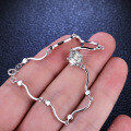 925 Silver Moissanite Snowflake Wave Asymmetric Women's Bracelet-0-2