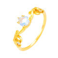 wholesale S925 Silver Plated 14K Gold Source Manufacturer Wholesale Moonstone Ring for Daily Wear Small Luxury Style-0-0
