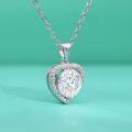 wholesale S925 Sterling Silver Moissanite Heart-Shaped Necklace for Women, Micro-Set, Light Luxury, Simple, Fashionable, Cute, and Trendy-0-1
