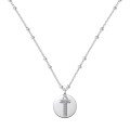 wholesale S925 Sterling Silver Cross-Border Necklace with Unique Design, Niche Luxury Round Pendant Featuring Letter and Diamond Inlay, Exquisite and Sophisticated Collarbone Chain-0-24