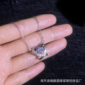 S925 Sterling Silver Moissanite Women's Necklace, Heart Butterfly, Fashion Versatile Beating Heart Design-0-1