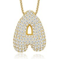 925 Silver Gold-Plated Letter Pendant Choker Necklace for Women-letter A