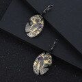 wholesale 925 Silver Two-Tone Plated Natural Amethyst Magpie Design High-End Chinese Style Earrings-0-2