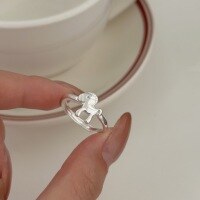 wholesale S925 Sterling Silver "Money Coming Soon" Open Ring for Women, Korean Minimalist Design, Versatile and Lightly Luxurious Band-Adjustable opening