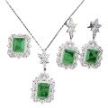 wholesale S925 Sterling Silver European and American Style Micro-Inlaid Simulated Emerald Necklace for Women, Choker Collarbone Chain with Vintage Pendant-0-4