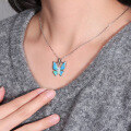 wholesale S925 Sterling Silver Butterfly Iridescent Opal 4A Zircon Necklace, Cross-Border Bestseller Direct from Manufacturer-0-2